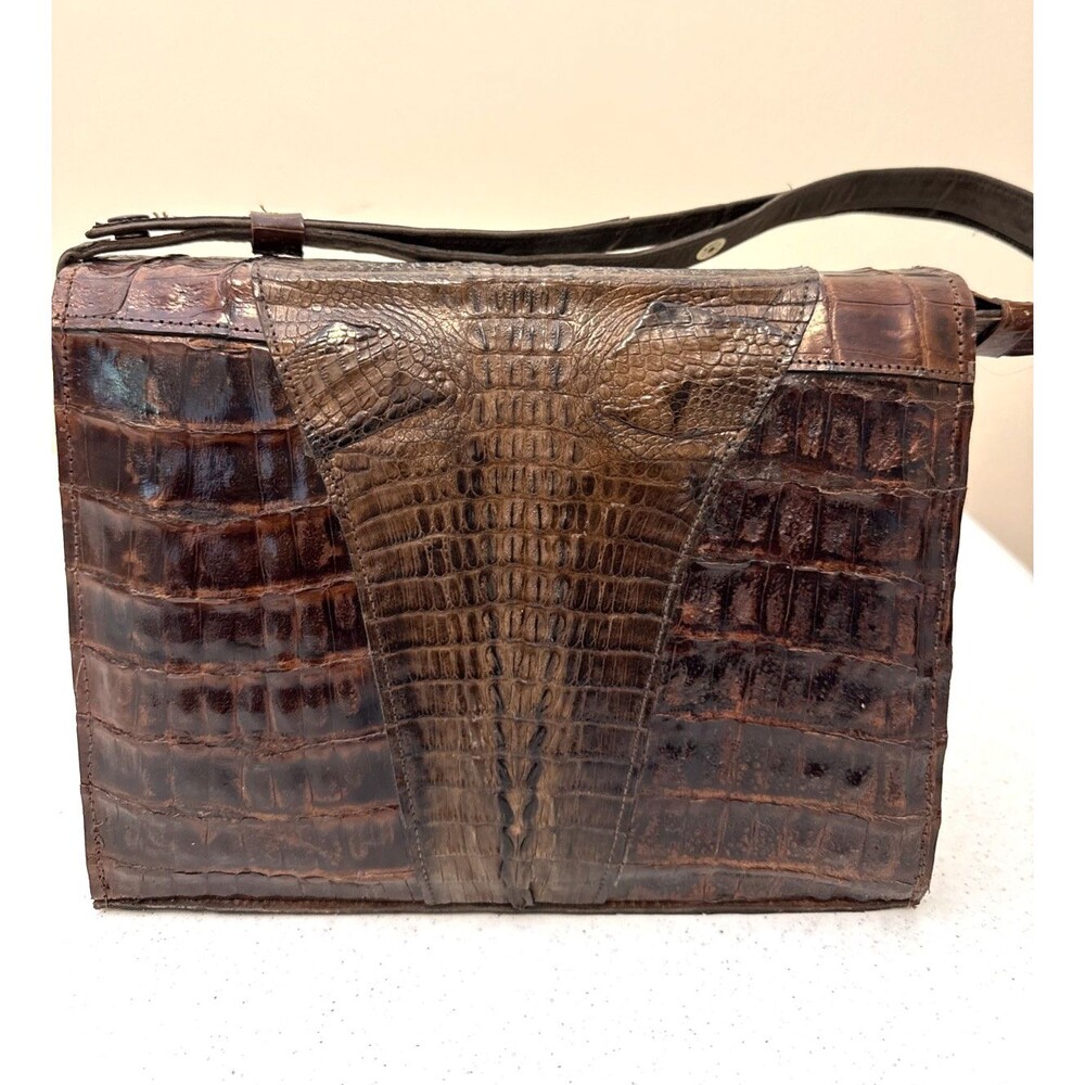 Vintage Genuine Alligator Crocodile Leather Shoulder Purse Satchel 10.5” Long - Picture 3 of 16